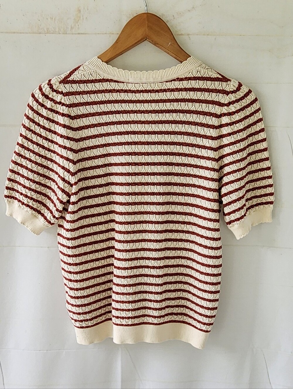 Boden Dot Pointelle Striped Short Sleeve Cardigan - Picture 14 of 14